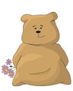 Bear-pillow with a bunch of flowers Royalty Free Stock Photo