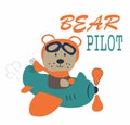 bear pilot print vector art