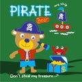 Bear the pirate funny animal cartoon,vector illustration