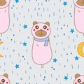 Bear bear pity rain seamless pattern Royalty Free Stock Photo