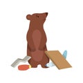 Bear and plastic waste, global environmental problem, ecological disaster vector Illustration on a white background Royalty Free Stock Photo