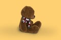 Bear plush doll isolate yellow background