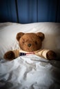 Bear plush toy put into parents bed