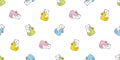 bear polar seamless pattern duck rubber swimming ring inflatable flamingo teddy cartoon doodle vector Royalty Free Stock Photo