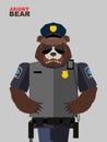 Bear police. Angry animals. Vector illustration Royalty Free Stock Photo