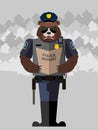 Bear police officer. Vector illustration Royalty Free Stock Photo