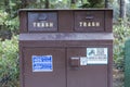 Bear proof disposal bin in a shaded day use area at lake tahoe