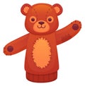 Bear puppet. Cartoon playable fabric toy icon Royalty Free Stock Photo