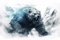 Bear roaring in the mountains, detailed face. Beautiful illustration picture. Generative AI Royalty Free Stock Photo
