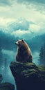 Bear On Rock: A Stunning Environmental Portraiture In Christopher Balaskas Style