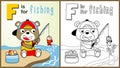 Funny cartoon, bear fishing time Royalty Free Stock Photo