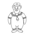 Bear Sailor Illustration for Coloring. Cartoon vector