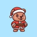 Bear Santa Happy Cartoon Illustration