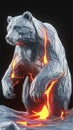 A bear sculpted from a harmonious combination of cold, unbending stone and bright, flowing molten lava Royalty Free Stock Photo