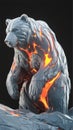 A bear sculpted from a harmonious combination of cold, unbending stone and bright, flowing molten lava Royalty Free Stock Photo