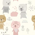 Bear seamless pattern, cartoon style Royalty Free Stock Photo