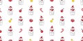 Bear seamless pattern Christmas vector polar bear Santa Claus hat scarf isolated candy cane gift box cartoon repeat background til