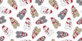 Bear seamless pattern Christmas vector polar bear Santa Claus hat scarf isolated cartoon repeat wallpaper tile background doodle i Royalty Free Stock Photo