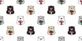 Bear seamless pattern Christmas vector polar bear Gift box Santa Claus hat scarf isolated cartoon repeat background tile wallpaper Royalty Free Stock Photo