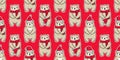 Bear seamless pattern Christmas vector polar bear Santa Claus hat cartoon repeat background scarf isolated tile wallpaper illustra Royalty Free Stock Photo