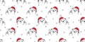 Bear seamless pattern Christmas vector Santa Claus hat snow scarf isolated repeat wallpaper teddy cartoon tile background illustra Royalty Free Stock Photo