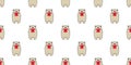 Bear seamless pattern heart valentine vector polar bear teddy hug cartoon scarf isolated repeat wallpaper tile background illustra