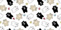 Bear seamless pattern polar bear vector ball scarf isolated teddy cartoon repeat background tile wallpaper illustration doodle des