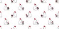 Bear seamless pattern vector polar bear Christmas Santa Claus hat shopping cart scarf isolated cartoon repeat background tile wall Royalty Free Stock Photo