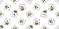 Bear seamless pattern polar bear vector hamburger scarf isolated cartoon repeat wallpaper tile background doodle illustration whit