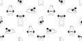 Bear seamless pattern polar bear vector training fitness dumbbell sport scarf teddy isolated cartoon repeat wallpaper tile backgro