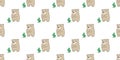 Bear seamless pattern vector polar bear panda cactus flower teddy scarf isolated tile background repeat wallpaper Royalty Free Stock Photo