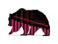 Bear shape with a symbol of a downtrend stock market trend Royalty Free Stock Photo