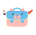 Bearshaped pencil case brush ruler. Cute animal stationery kids. Education back school vector Royalty Free Stock Photo