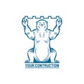 A bear shouldered the building construction. construction logo Royalty Free Stock Photo