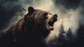 Intense Emotion: Aggressive Bear Roaring In Hd Forest Photo