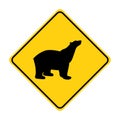 Bear silhouette animal traffic sign yellow vector Royalty Free Stock Photo