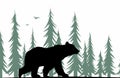 Bear silhouette with forest. Royalty Free Stock Photo