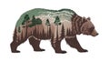 Bear Silhouette with Forest Landscape Vector for Wilderness, vector design Generative AI Royalty Free Stock Photo