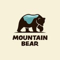 Bear Silhouette with Mountain on Its Body Logo Design Template Royalty Free Stock Photo