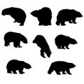 Bear Silhouette Set Royalty Free Stock Photo