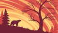 Bear Silhouette at Sunset in Forest, Wilderness and Serenity Vector, vector design Generative AI Royalty Free Stock Photo