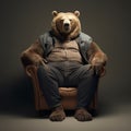 Humorous Bear Portrait: A Photographic Armchair Scene