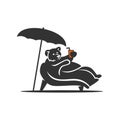 Bear Sleep Drink Umbrella Beach Icon Illustration Brand Identity