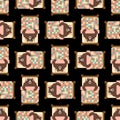 Bear sleeps in bed pattern seamless. sleeping grizzly background