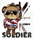 Bear soldier salute posing with glasses.