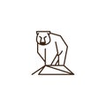 Bear on Stone Nature Forest Wildlife Modern Line Logo