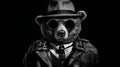 Bear In A Suit: A Photographic Sci-fi Noir Portrait In Monochrome