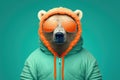 Bear With Sunglasses A Sweatshirt Mint Green Background