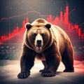 Bear surrounded by charts depicting crypto trading concept