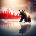 Bear surrounded by charts depicting crypto trading concept